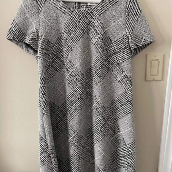 Calvin Klein Dress  - A line  - black/white herringbone pttn size 12 - Picture 1 of 6